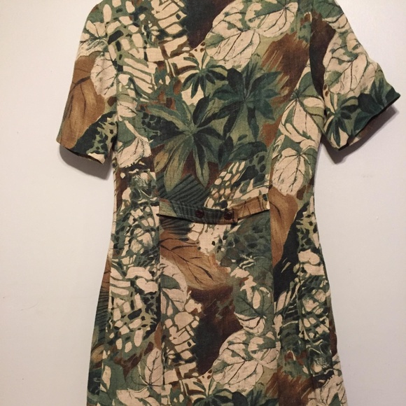 Carrie Hutton Linen Camo Dress Size 8 - Picture 3 of 6